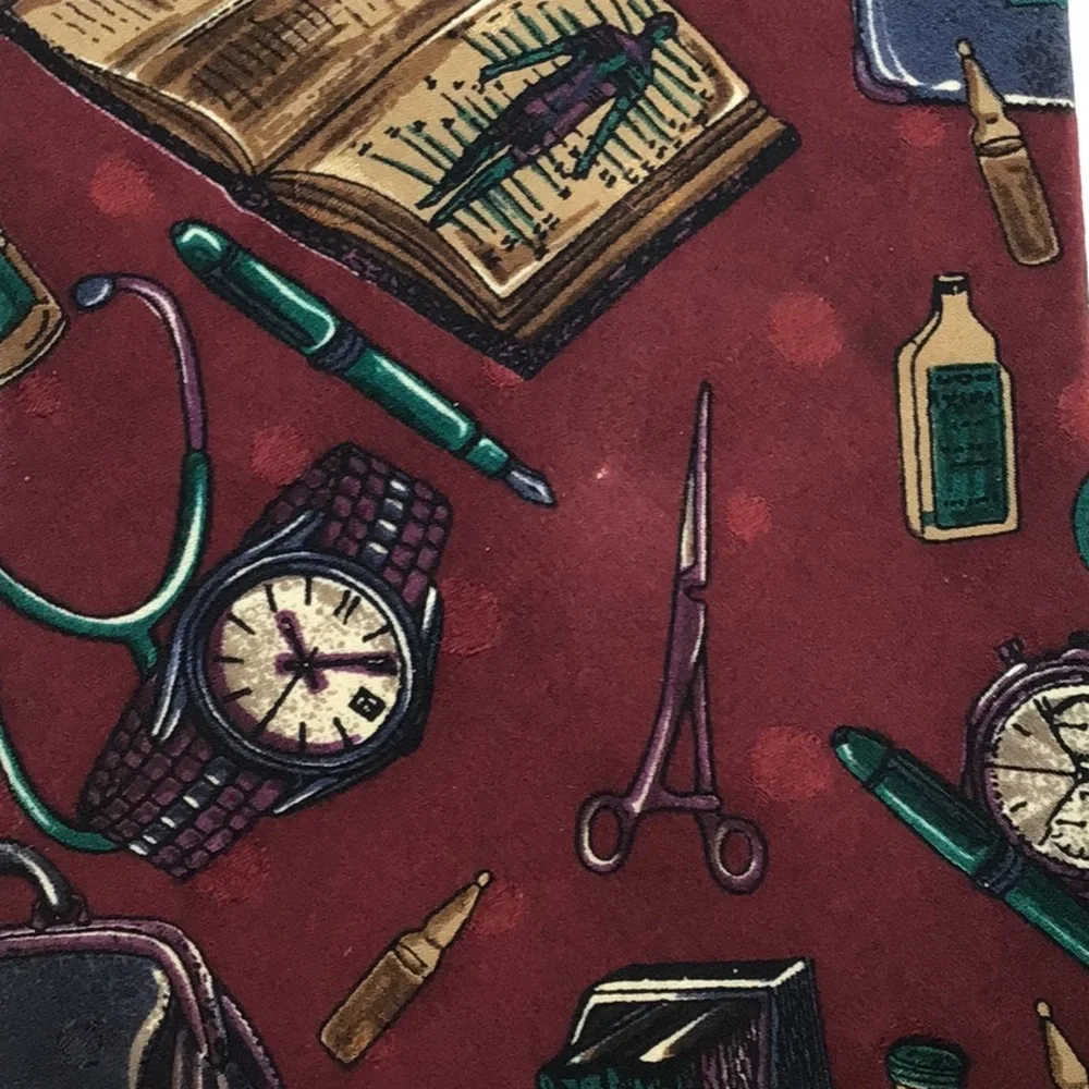 Woodward 100% Italian Silk Medical Physician Surgeon Pharmacist Red Neck Tie - Picture 4 of 13